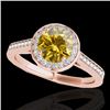 Image 1 : 1.33 CTW Certified Si Fancy Intense Yellow Diamond Solitaire Halo Ring 10K Rose Gold - REF-174R5K - 