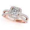 Image 2 : 1.02 CTW Certified VS/SI Princess Diamond 2Pc Set Solitaire Halo 14K Rose Gold - REF-149Y5X - 31341