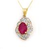 Image 2 : 3.87 CTW Ruby & Diamond Pendant 14K Yellow Gold - REF-85H5M - 14361