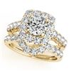 Image 1 : 3.23 CTW Certified VS/SI Diamond 2Pc Wedding Set Solitaire Halo 14K Yellow Gold - REF-306M2F - 30671