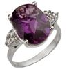Image 1 : 5.10 CTW Amethyst & Diamond Ring 18K White Gold - REF-58X2R - 10821