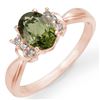 Image 2 : 1.06 CTW Green Tourmaline & Diamond Ring 14K Rose Gold - REF-36V4Y - 13545