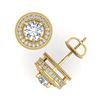 Image 4 : 2.09 CTW VS/SI Diamond Solitaire Art Deco Stud Earrings 18K Yellow Gold - REF-254M5F - 37141