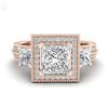 Image 2 : 2.5 CTW Princess VS/SI Diamond Micro Pave 3 Stone Ring 18K Rose Gold - REF-527H3M - 37197