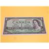 Image 1 : 1954 BANK OF CANADA ONE DIGIT SOLID NUMBERS-RADAR NOTE RARE A/F 8888888 BC-40b