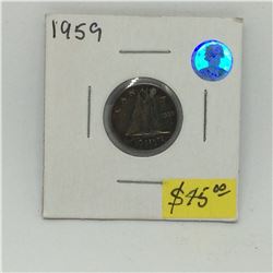 1959 Canada Silver Dime-Amazing Toning