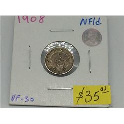 1908 Newfoundland Silver Edward VII 5 cents