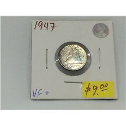 1947 Canada Silver George VI Dime-Light Blue Toning
