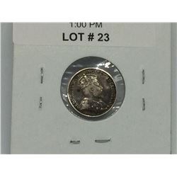 1909 Pointed Leaf Cross Bow Silver Edward VII 5 Cents