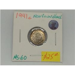 1941c Newfoundland Silver George VI 5 Cents