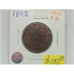 1892 Obv-3 Canada Large Cent