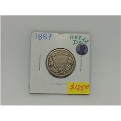 1887 Keydate Victoria Silver 25 Cents