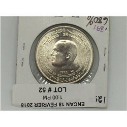 1970 Tunisia 1 Dinar Proof Silver Coin ,680%