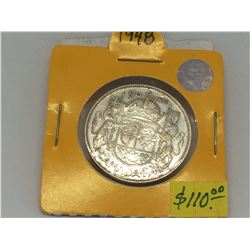 1948 canada Silver George VI 50 Cents - Keydate.