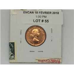 1954 Canada One Cent Shoulder Fold Variety