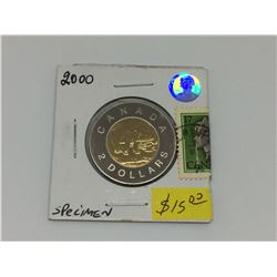 2000 Canada Specimen Two Dollar Coin