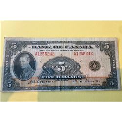 1935 Bank of Canada 5 Dollar Note-Osborne-Towers