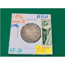 1896 Newfoundland Silver Victoria 20 cents Avers 2 Small 96