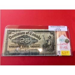 1900 Dominion of Canada 25 Cents Note DC-15a