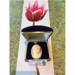 Antique Hand Carved Lady Mounted Cameo High Relief