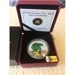 2010 Canada Fine Silver Coin-Maple Leaf Crystal Raindrop