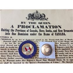 Canada Centennial Sterling Silver Medaillon & token and Canada post Special Delivery Box
