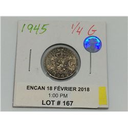 1945 Nederl Indie 1/4 Gulden Unc