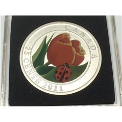 2011 canada 25 Cents Tulip With Ladybug