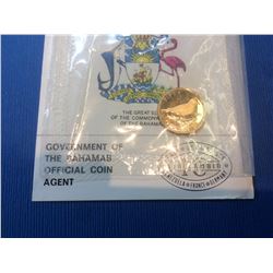 1975  Central bank of bahamas Fifty Dollars 22 karat Gold Coin 2,73 gr