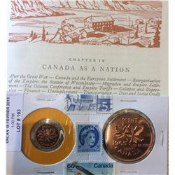 1965 Canada One Cent Duo With Big Nickel Penny