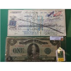 1923 Dominium of Canada One Dollar Large Note McGavours-Saunders & 1930 bank Voucher