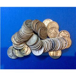 USA Random Silver 10 Cents, Lot of 50 Pieces
