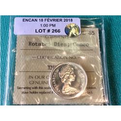 1967 Canada 25 Cents ICCS PL-65 Rotated Dies; Cameo