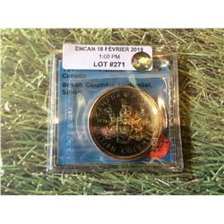 1971 Canada British columbia Centennial Silver Dollar SP-69, Rainbow Tone