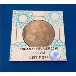 1967 1867 Canada 50 Silver Cents, Rotated Die with Dark Blue Tone