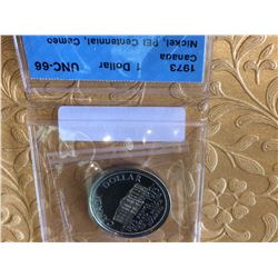 1973 Canada Dollar, PEI Centennial, Cameo Finish