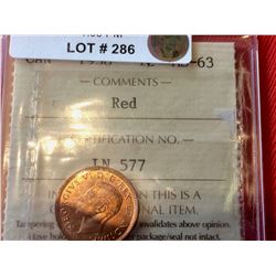1938 Canada One Cent ICCS-MS-63 Red
