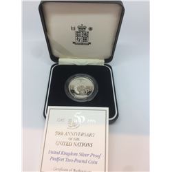 1945 1995 50th Anniversary of the United Nations Silver Proof Piedfort 10 000  31,96 gms