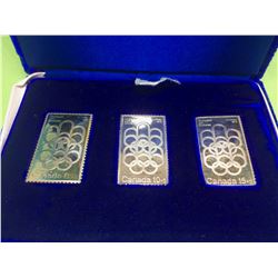 Montreal XXI Olympiad Fine Silver Stamp, lot of 3 Pieces 1,5 oz total