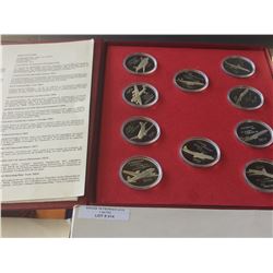 1977-1937 40 th Anniversary of Air canada. Sterling Airplane medaillon, lot of 10 Pieces. Wings Acro