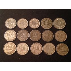 Estate Sale: Lot of 15 Swiss Coins, 35,92 gr