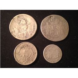 Estate Sale: INT#038 - MEXICO - Lot of 4 Silver Coins - Rare  18,63 gr