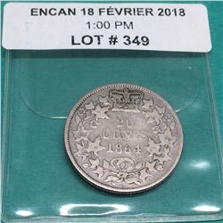 1864 CANADA SILVER 20 CENTS NEW BRUNSWICK