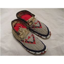 Great pair circa 1900 Sioux Fully Beaded Moccasins