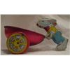Image 1 : Vintage Tin Lithographed Toy Rabbit Bunny Pulling Cart Wagon Easter J Chein 1950's
