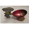 Image 3 : Vintage Tin Lithographed Toy Rabbit Bunny Pulling Cart Wagon Easter J Chein 1950's