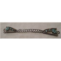 Vintage Silver and Turquoise Watch Band Floral Design
