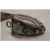 Image 3 : Vintage Silver and Turquoise Watch Band Floral Design