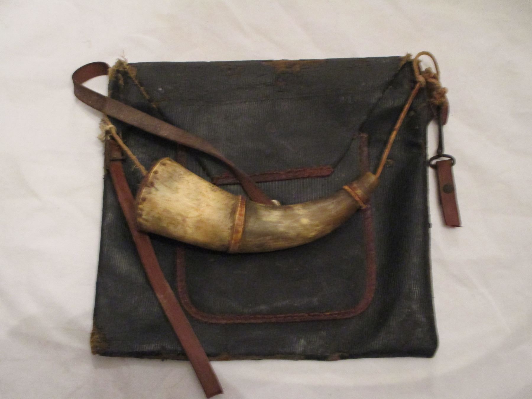 Vintage Civil War Powder horn and Bag