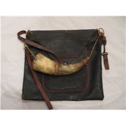 Vintage Civil War Powder horn and Bag